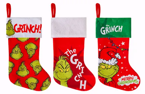 The Grinch Fleece Stocking 46cm 12pk