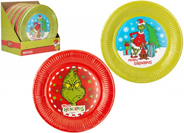 Grinch Paper Plates 9" 18x6pk