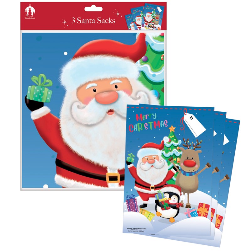 Santa Sack Plush 3pk