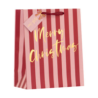 Christmas Pink Stripes Gift Bag Medium 6pk