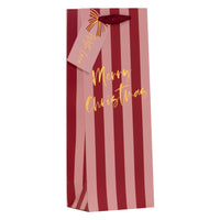 Christmas Pink Stripes Gift Bag Bottle 6pk