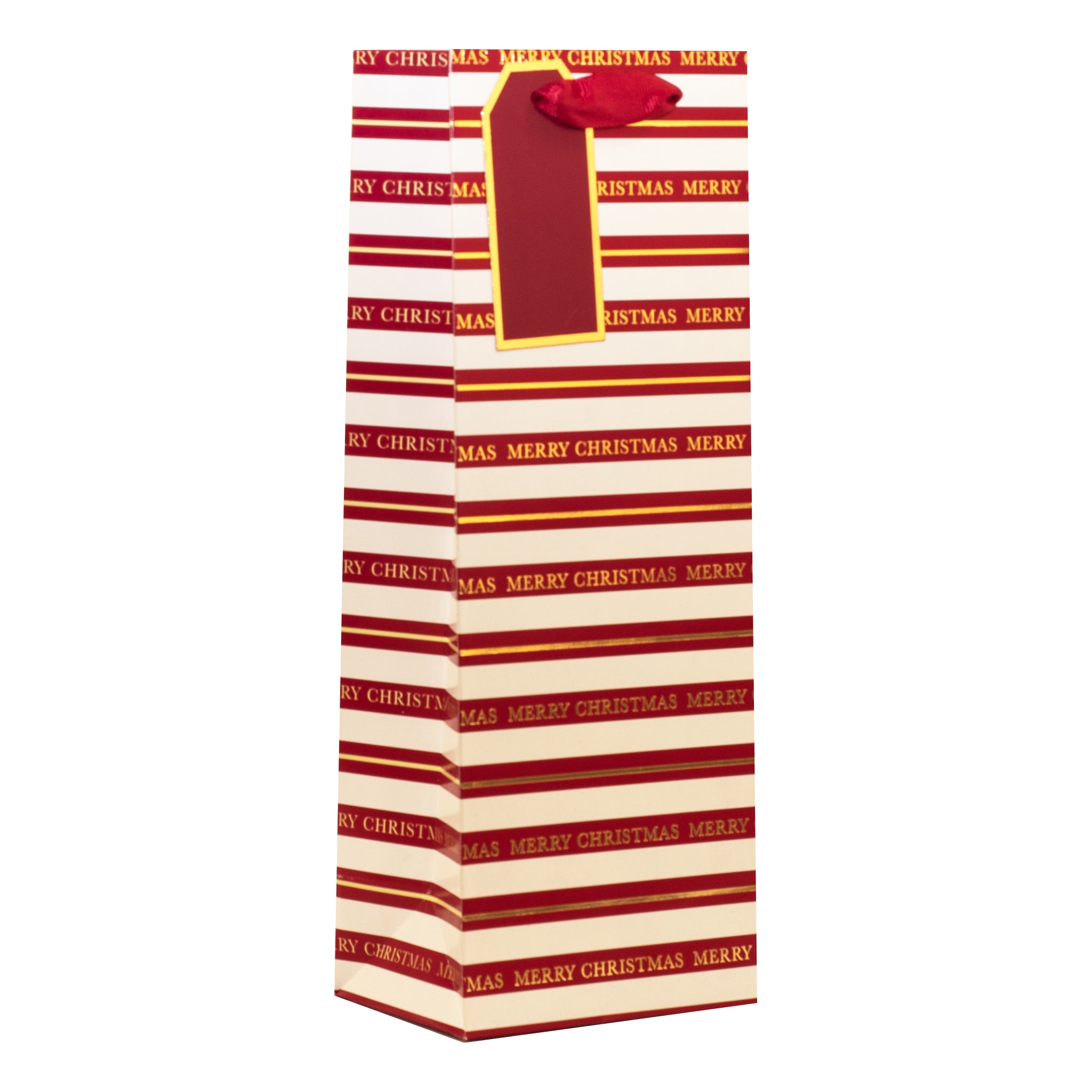 Christmas Stripe Gift Bag Bottle 6pk