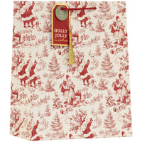 Santa Toile Gift Bag Large 6pk