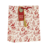 Santa Toile Gift Bag Medium 6pk