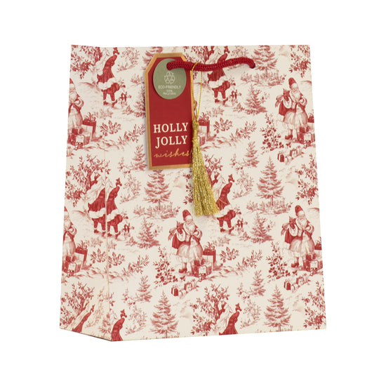 Santa Toile Gift Bag Medium 6pk