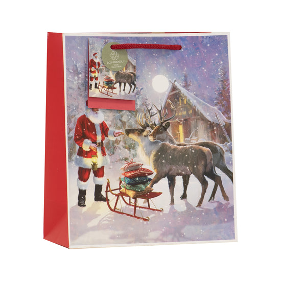 Forest Santa Gift Bag Medium 6pk