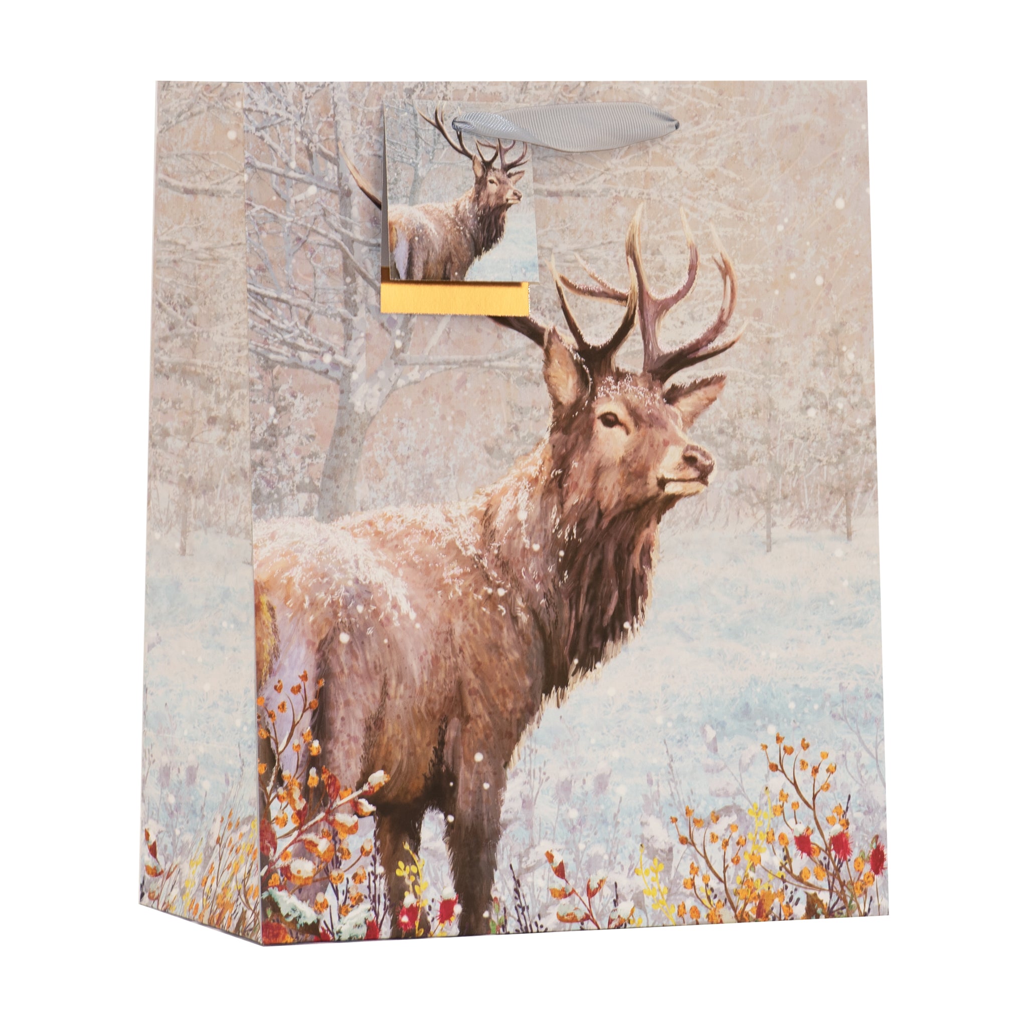 Winter Stag Gift Bag Medium 6pk