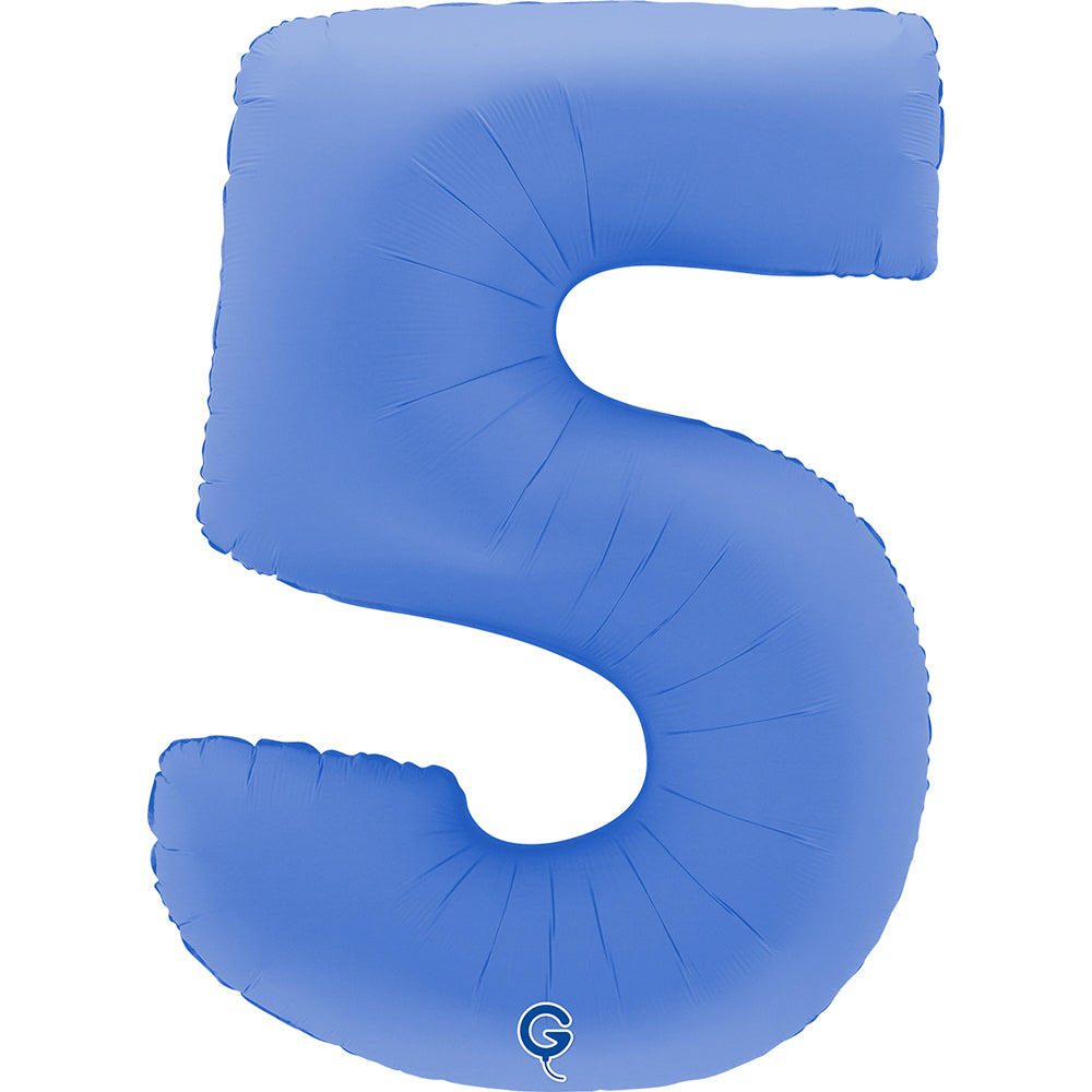 Grabo Foil Balloon Matte Lotus Blue 40" Number 5