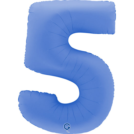 Grabo Foil Balloon Matte Lotus Blue 40" Number 5