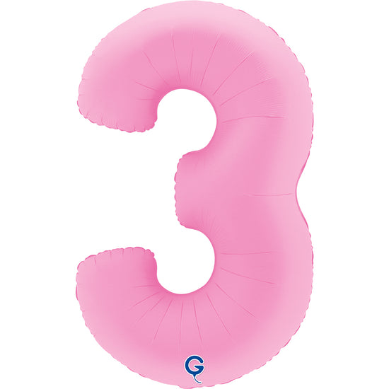 Grabo Foil Balloon Matte Sakura Pink 40" Number 3