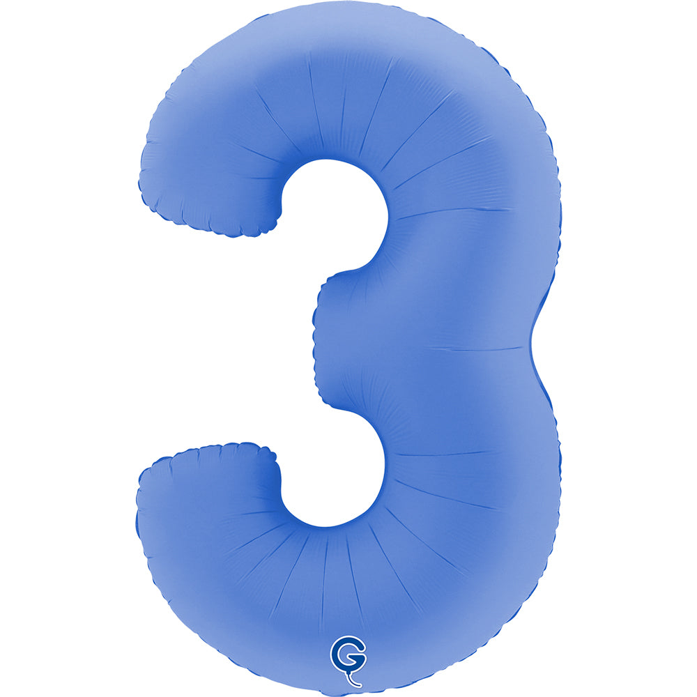 Grabo Foil Balloon Matte Lotus Blue 40" Number 3