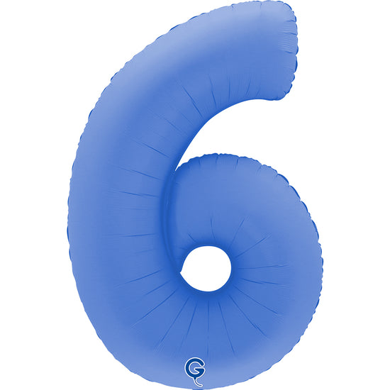 Grabo Foil Balloon Matte Lotus Blue 40" Number 6