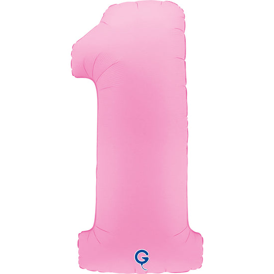 Grabo Foil Balloon Matte Sakura Pink 40" Number 1