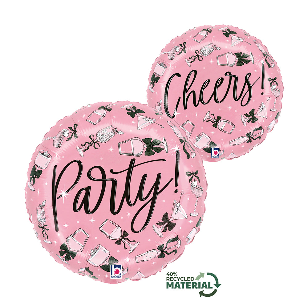Grabo Bow Party Drinks 18" (2 Sided) Foil Balloon
