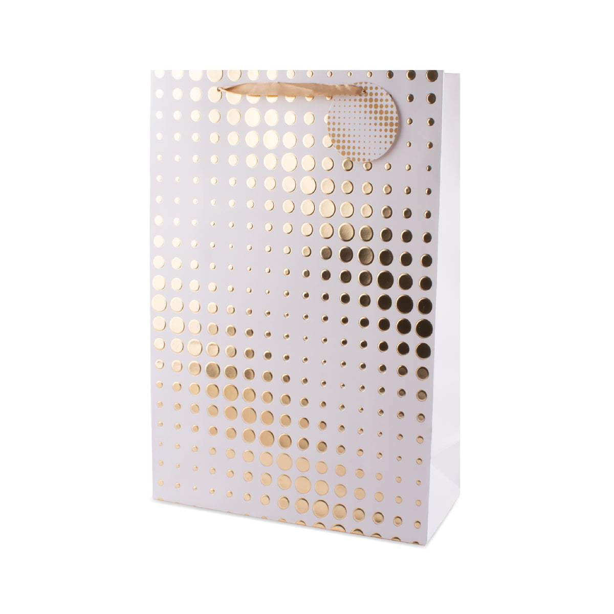 Gift Bag White With Gold Spots Extra Large 6pk