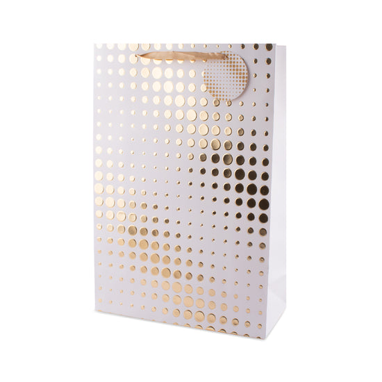 Gift Bag White With Gold Spots Extra Large 6pk