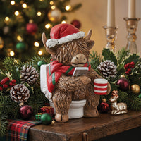 Ornament Highland Cow On Toilet