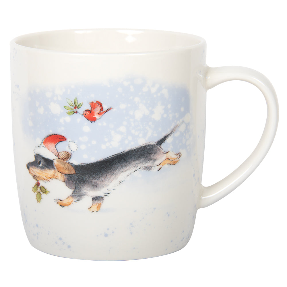 Christmas Mug Dog With Bird