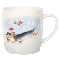 Christmas Mug Dog With Bird