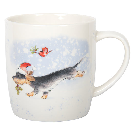 Christmas Mug Dog With Bird