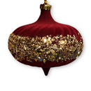 Flocked Onion Bauble Wine 15cm