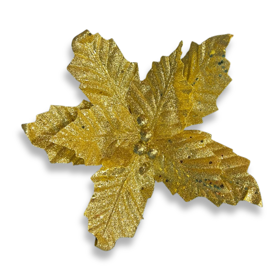 Sparkle Poinsettia Gold 24cm