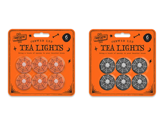 Cobweb LED Tealights 6pk (Colour May Vary)