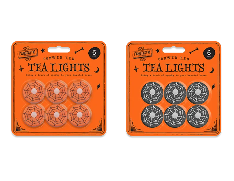 Cobweb LED Tealights 6pk (Colour May Vary)
