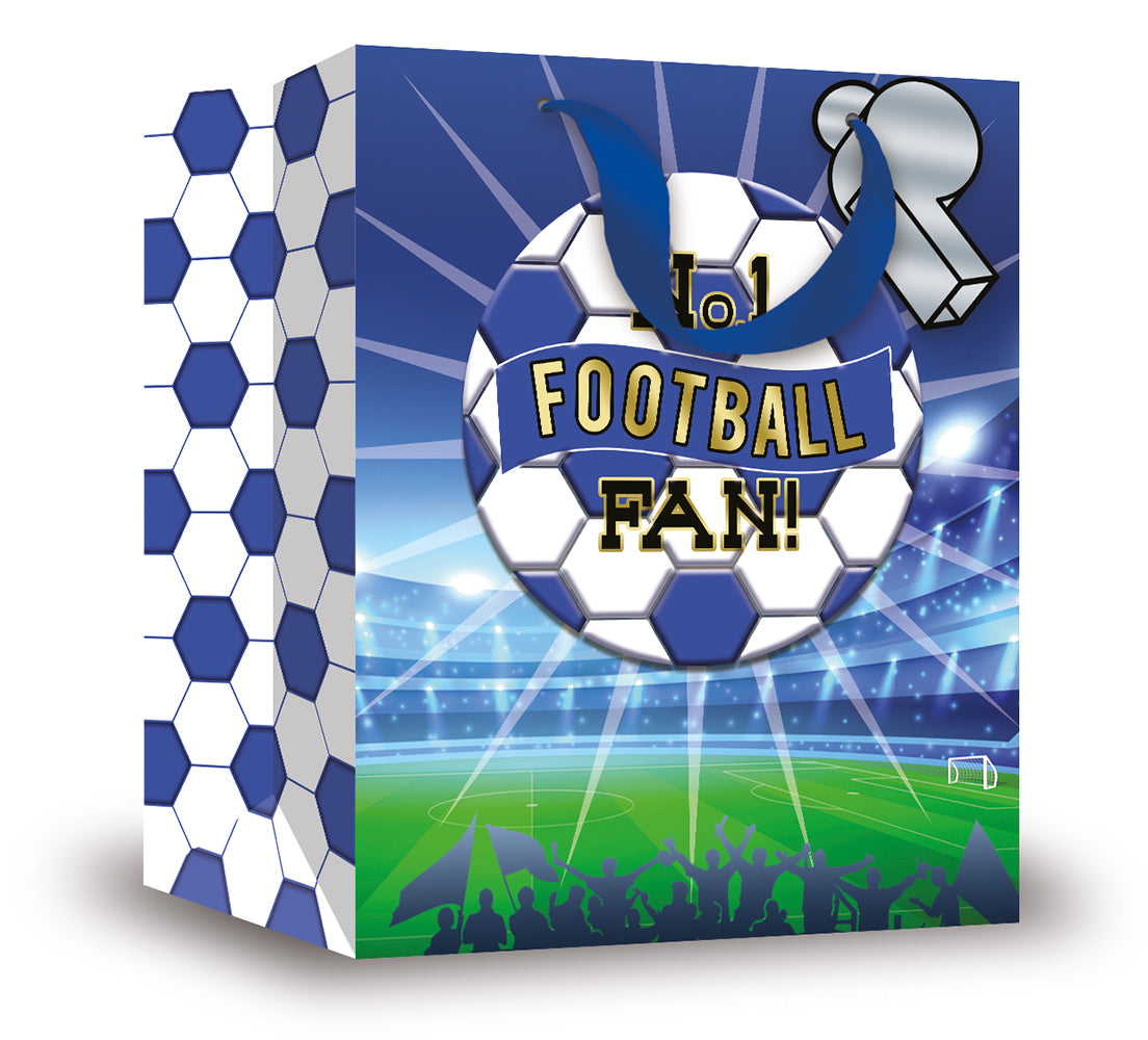 Gift Bag Football Fan Blue & White Large 6pk