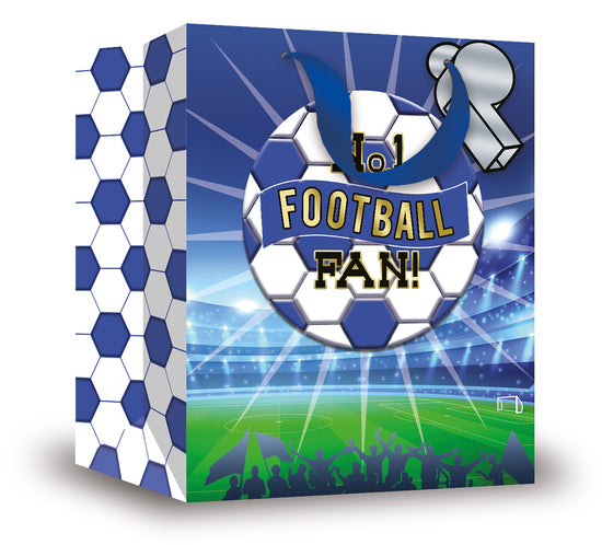 Gift Bag Football Fan Blue & White Large 6pk