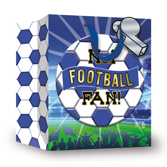 Gift Bag Football Fan Blue & White Medium 6pk