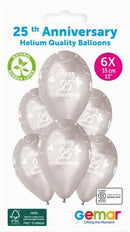 Gemar 25th Anniversary 13" Latex Balloons 6pk
