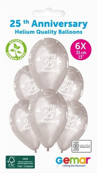 Gemar Happy Anniversary 13" Latex Balloons 6pk