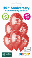 Gemar 40th Anniversary 13" Latex Balloons 6pk
