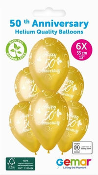 Gemar 50th Anniversary 13" Latex Balloons 6pk