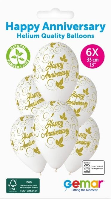 Gemar Communion White 13" Latex Balloons 6pk