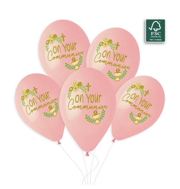 Gemar Communion Pink 13" Latex Balloons 6pk