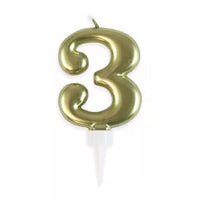 Eurowrap Party Candle Number 3 Gold