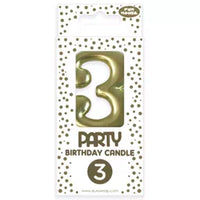 Eurowrap Party Candle Number 3 Gold