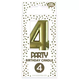 Eurowrap Party Candle Number 4 Gold