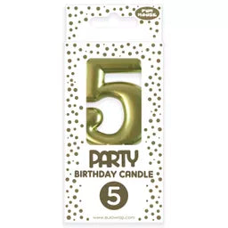 Eurowrap Party Candle Number 5 Gold