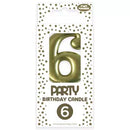 Eurowrap Party Candle Number 6 Gold