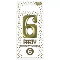 Eurowrap Party Candle Number 6 Gold