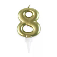 Eurowrap Party Candle Number 8 Gold