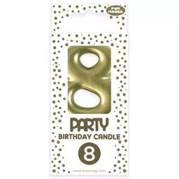 Eurowrap Party Candle Number 8 Gold