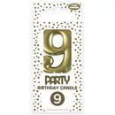 Eurowrap Party Candle Number 9 Gold