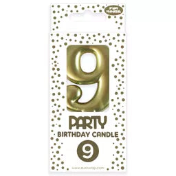 Eurowrap Party Candle Number 9 Gold