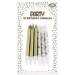 Eurowrap Party Candle Gold Stars 12pk