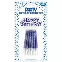 Eurowrap Party Candle Set Metallic Blue