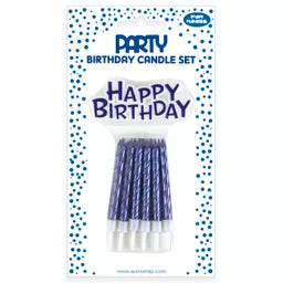 Eurowrap Party Candle Set Metallic Blue
